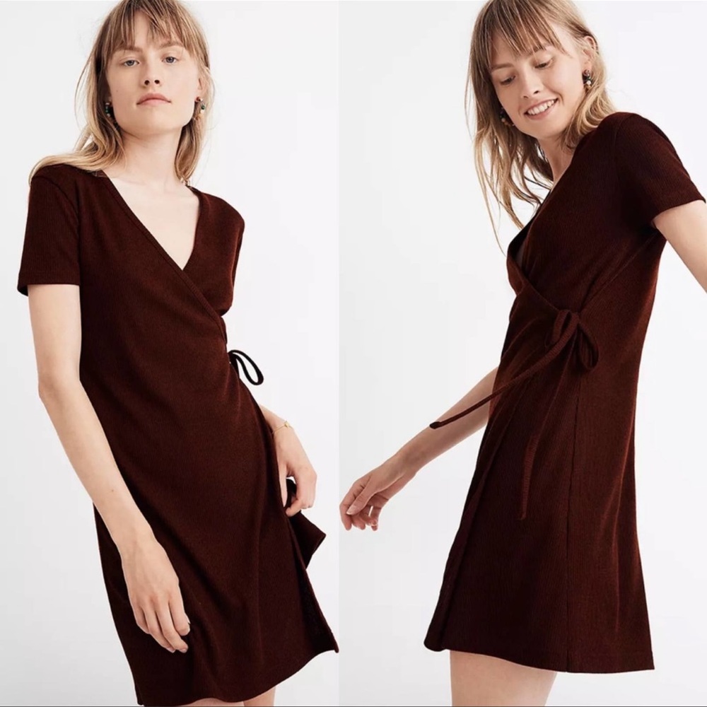 Madewell Brown Wrap Mini Dress